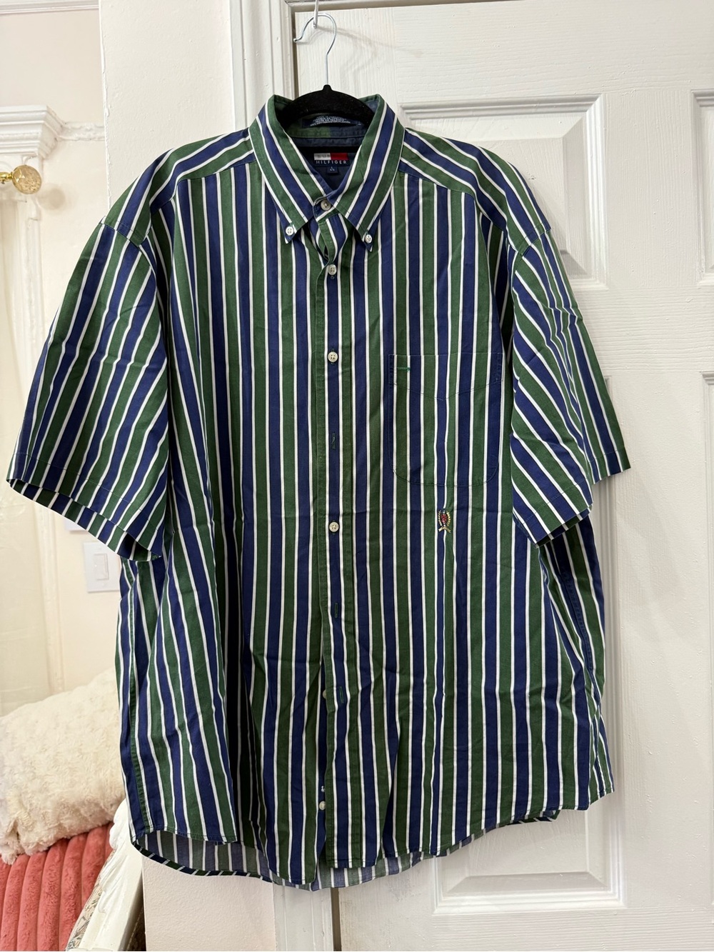 Polo by Ralph Lauren Green & Navy Stripe Short-Sleeve Button-Down Shirt